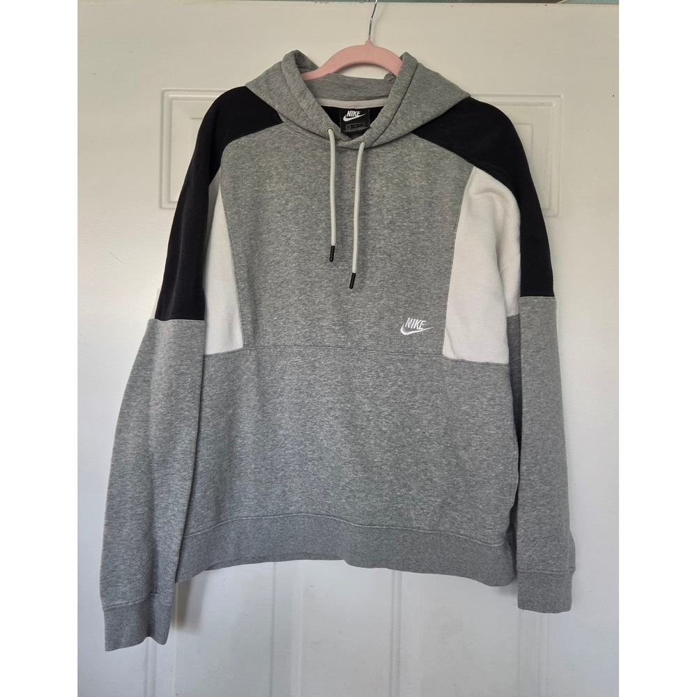 Nike Mens Colorblock Hoodie Grey Black White Logo Sweatshirt Large